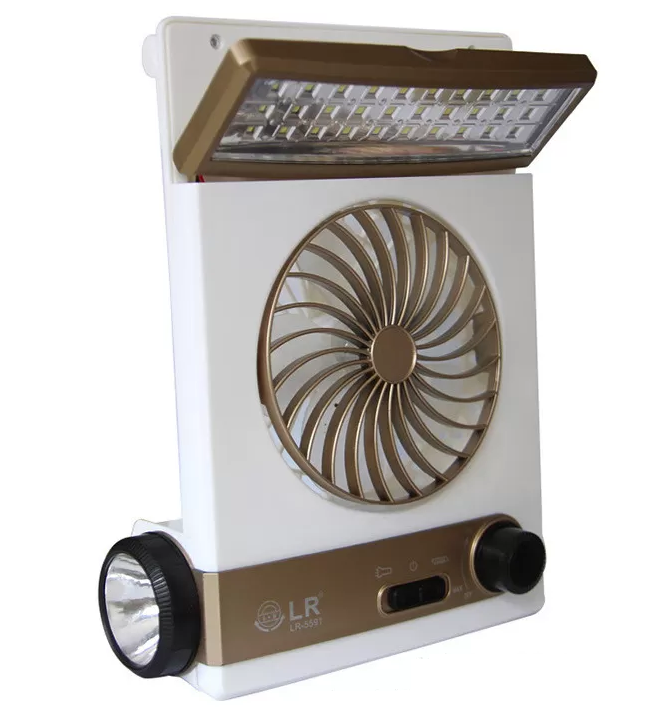 Thumbnail: 四合一 多功能 太陽能 可充電 風扇 連 LED 燈 及 手提電筒 Four-in-one Solar LIGHT FAN  JR-5591