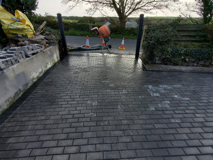Driveway, paving, block, Digger, Concrete