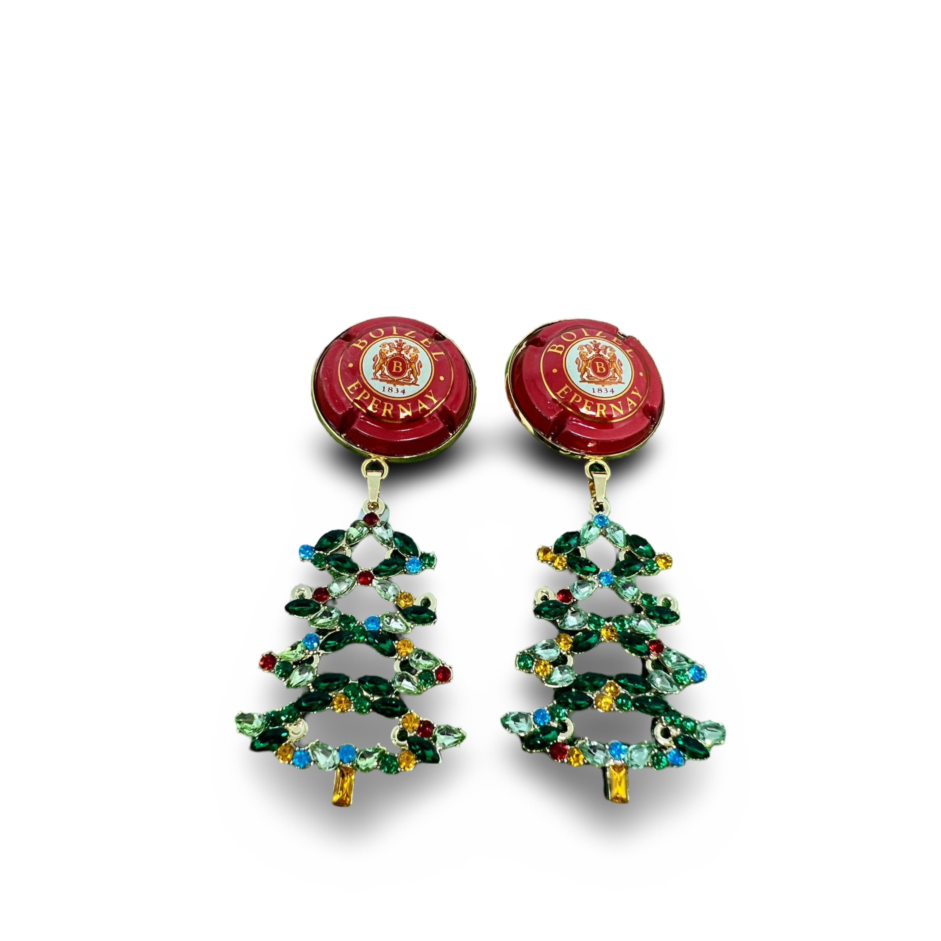Rosemary Rhinestone Christmas Tree Earrings 