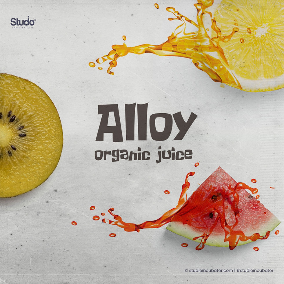 Fun typography used to represent a brand of juice called Alloy