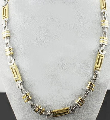 Collier unisex, deux couleurs, en acier inoxidable