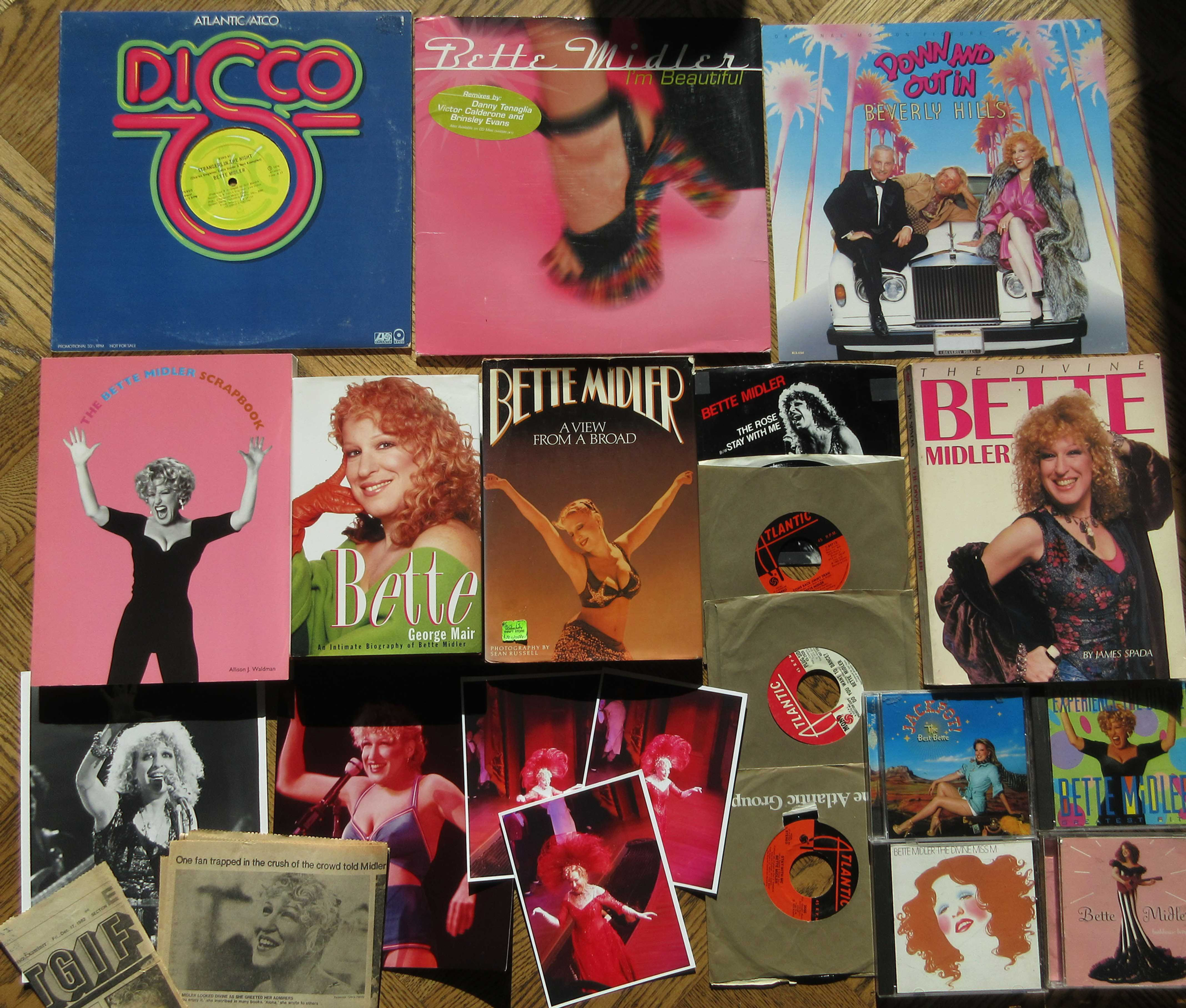 BETTE MIDLER autographed book – vinyl & collectibles LOT