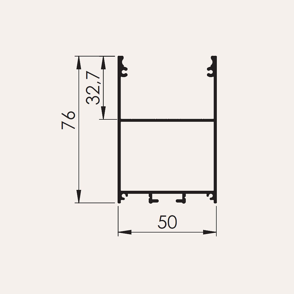 Alüminyum profil ölçüleri: 76x32.7x50 mm