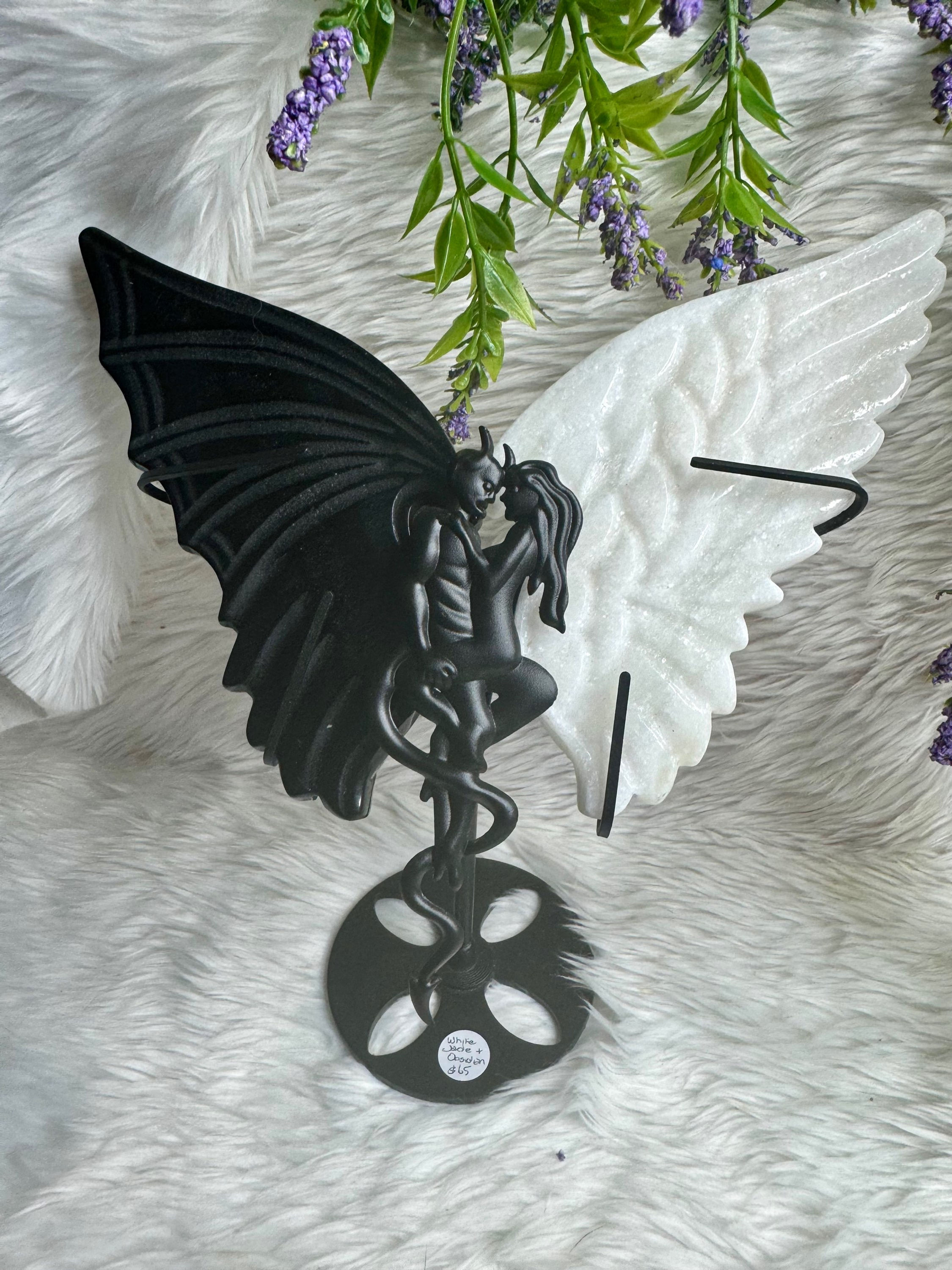 OBSIDIAN & WHITE JADE ANGEL DEVIL WINGS 