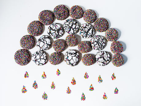 Black Sesame Rainbow Crinkle Cookies