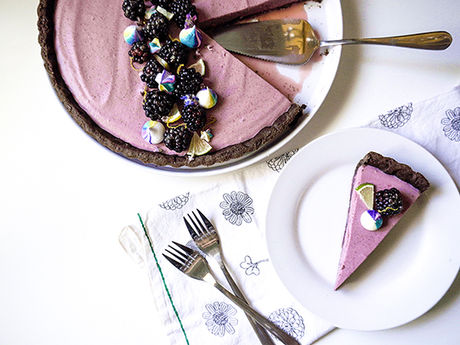 Blackberry Lime Tart with Dark Chocolate Almond Crust