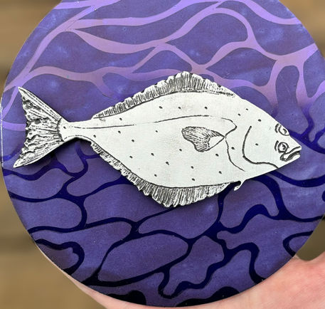 Metal halibut art, metal halibut alaska