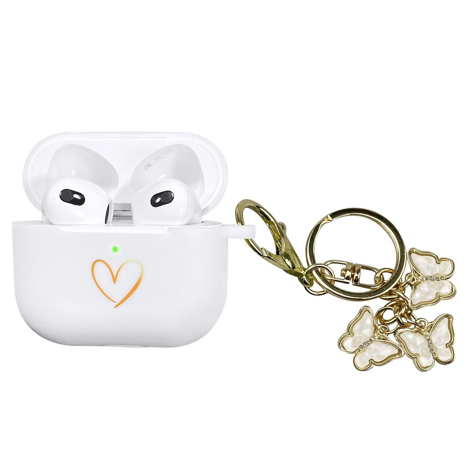 AIIEKZ Compatible with AirPods 3 Case Cover 2021 Soft Silicone Case with Gold He