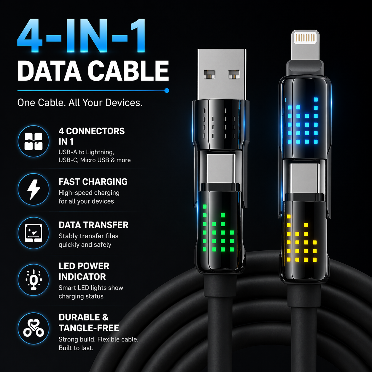 4-in-1 Data Cable (Single Item)
