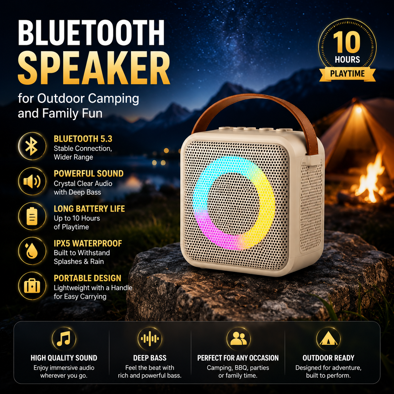 Bluetooth Speaker for Outdoor Camping and Family Fun