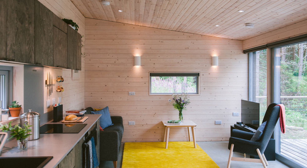 Ecotone Cabins self-catering accomodation near ullapool, scottish highlands - Pine Marten Cabin. Comfortable and equipped.