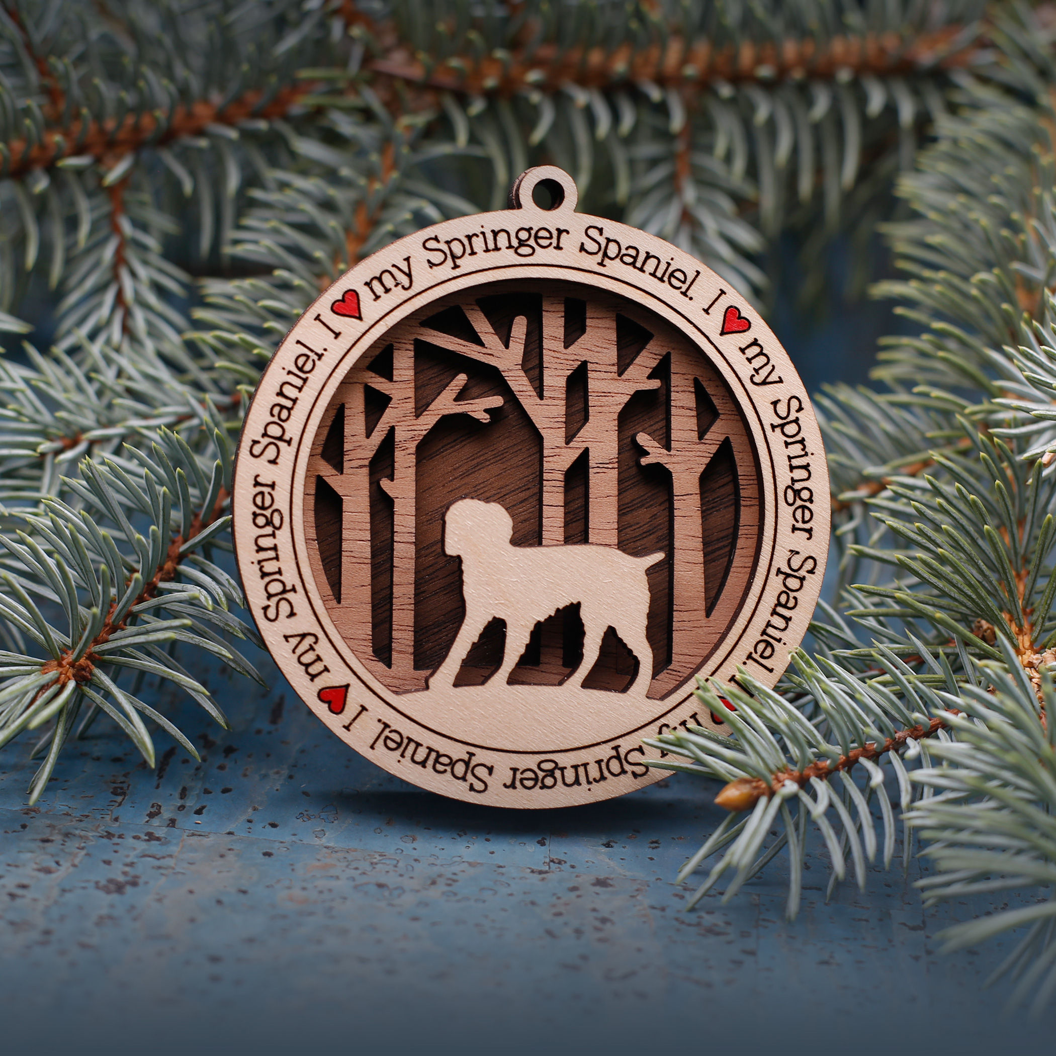 I Love My Springer Spaniel Ornament