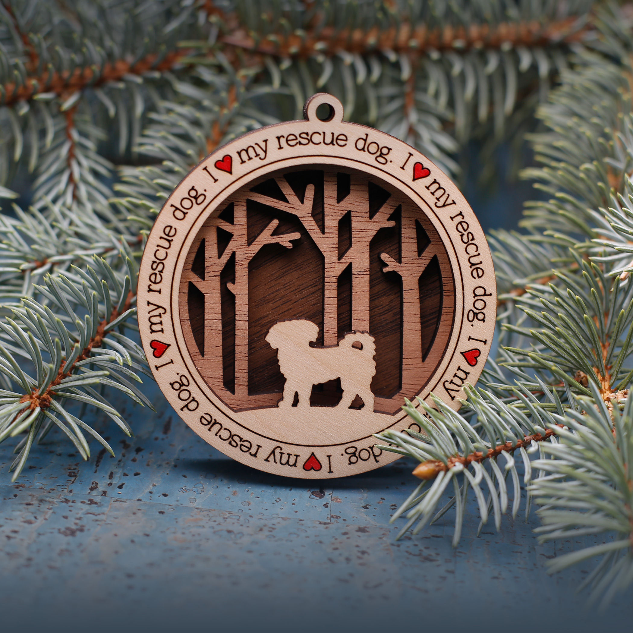 I Love My Rescue Dog Ornament (Version 1)