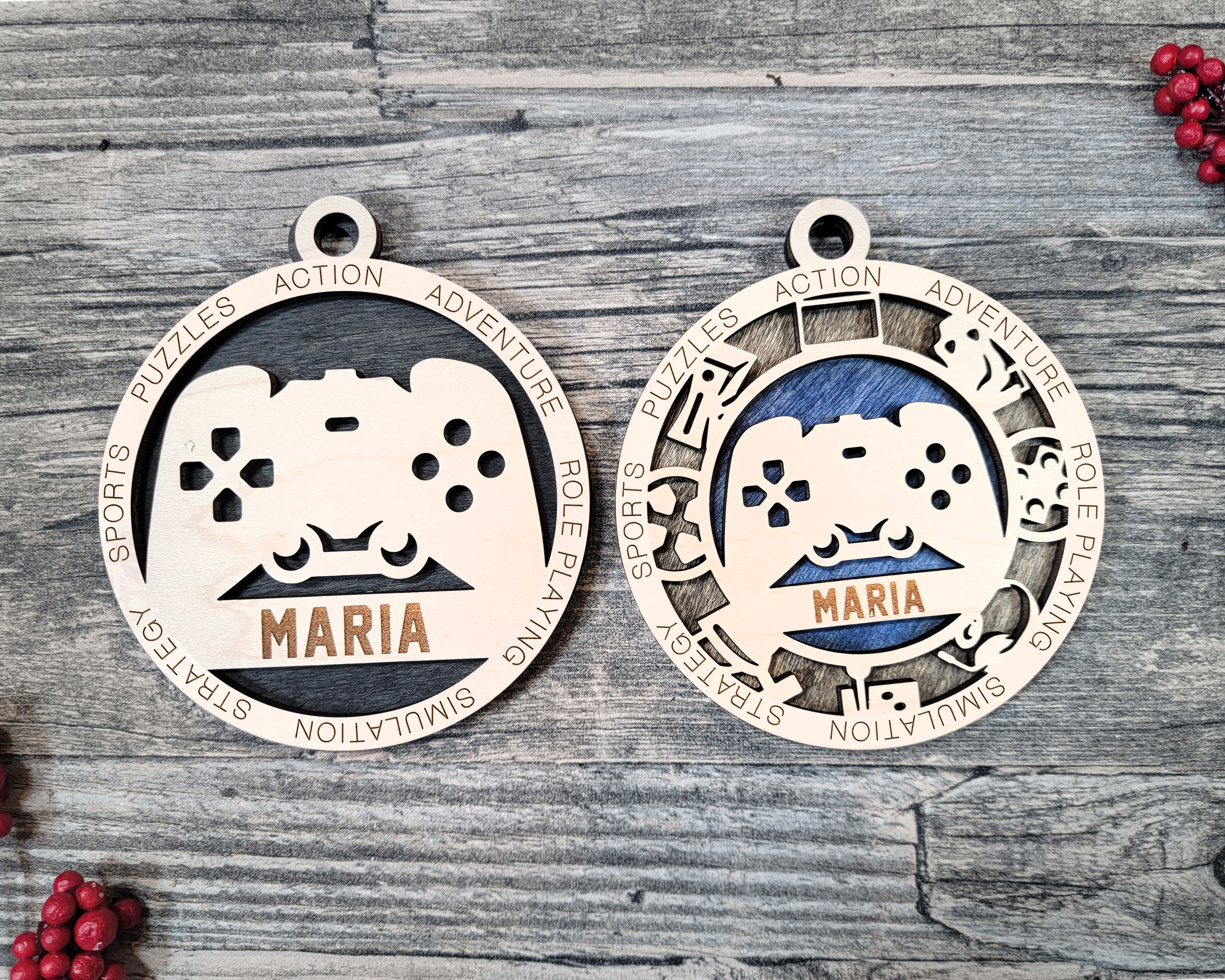 Wood Engraved Gamer Christmas Ornament - Sports Ornaments