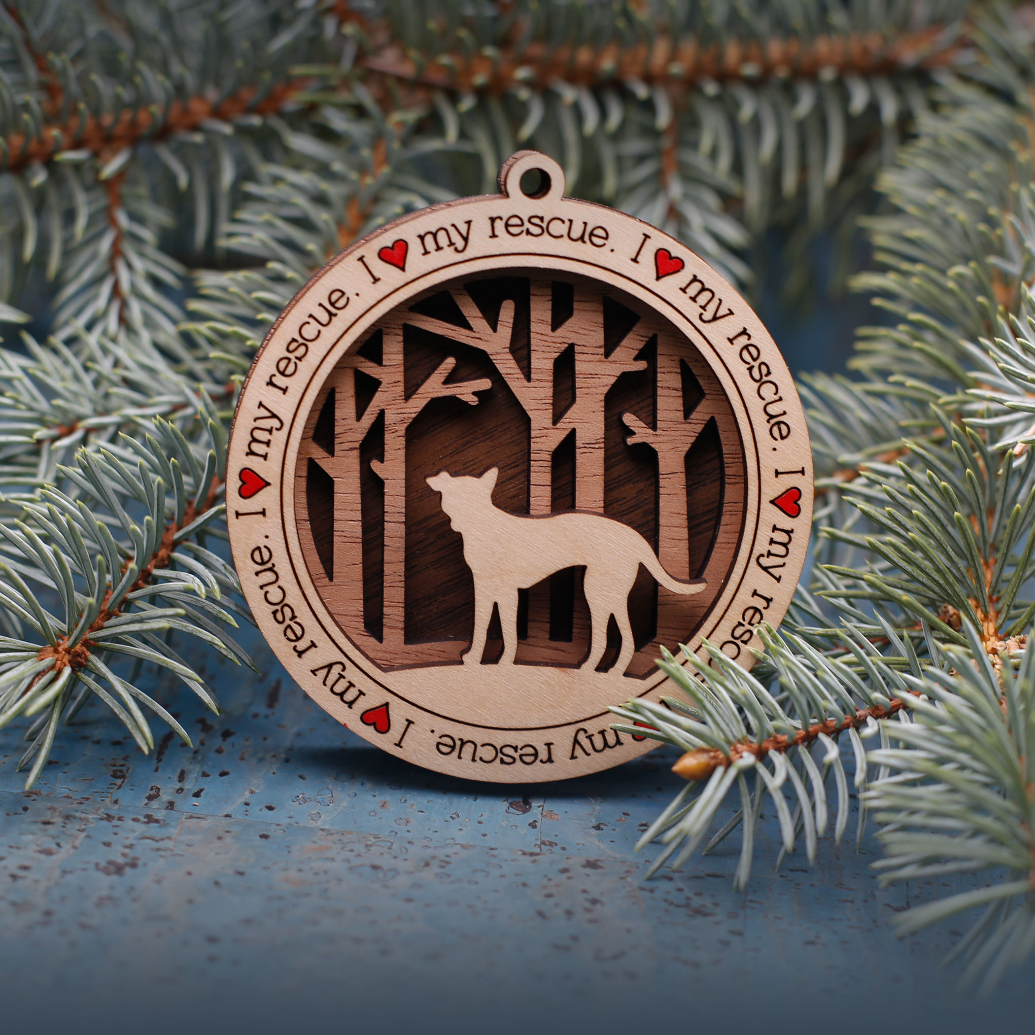 I Love My Rescue Ornament