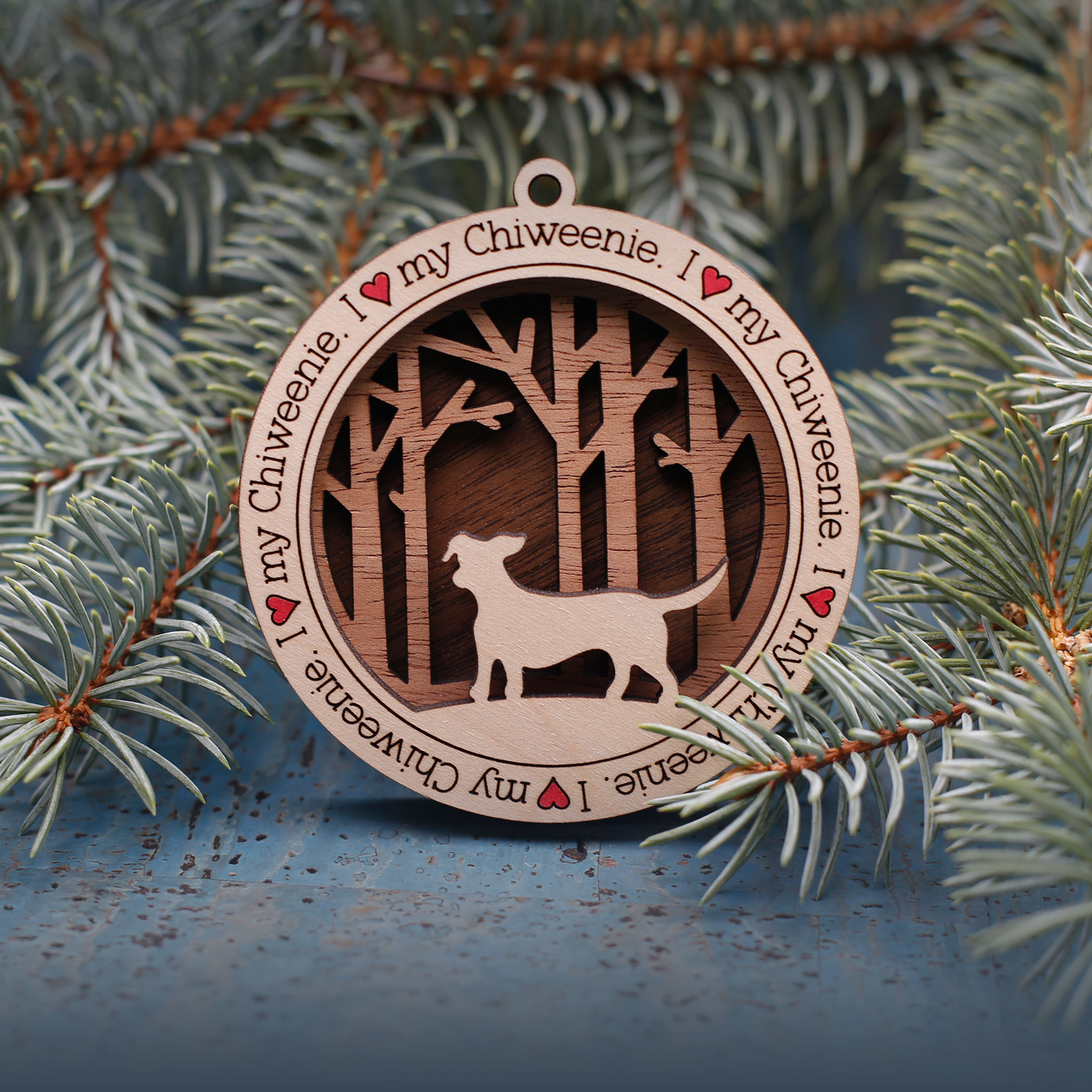I Love My Chiweenie Ornament