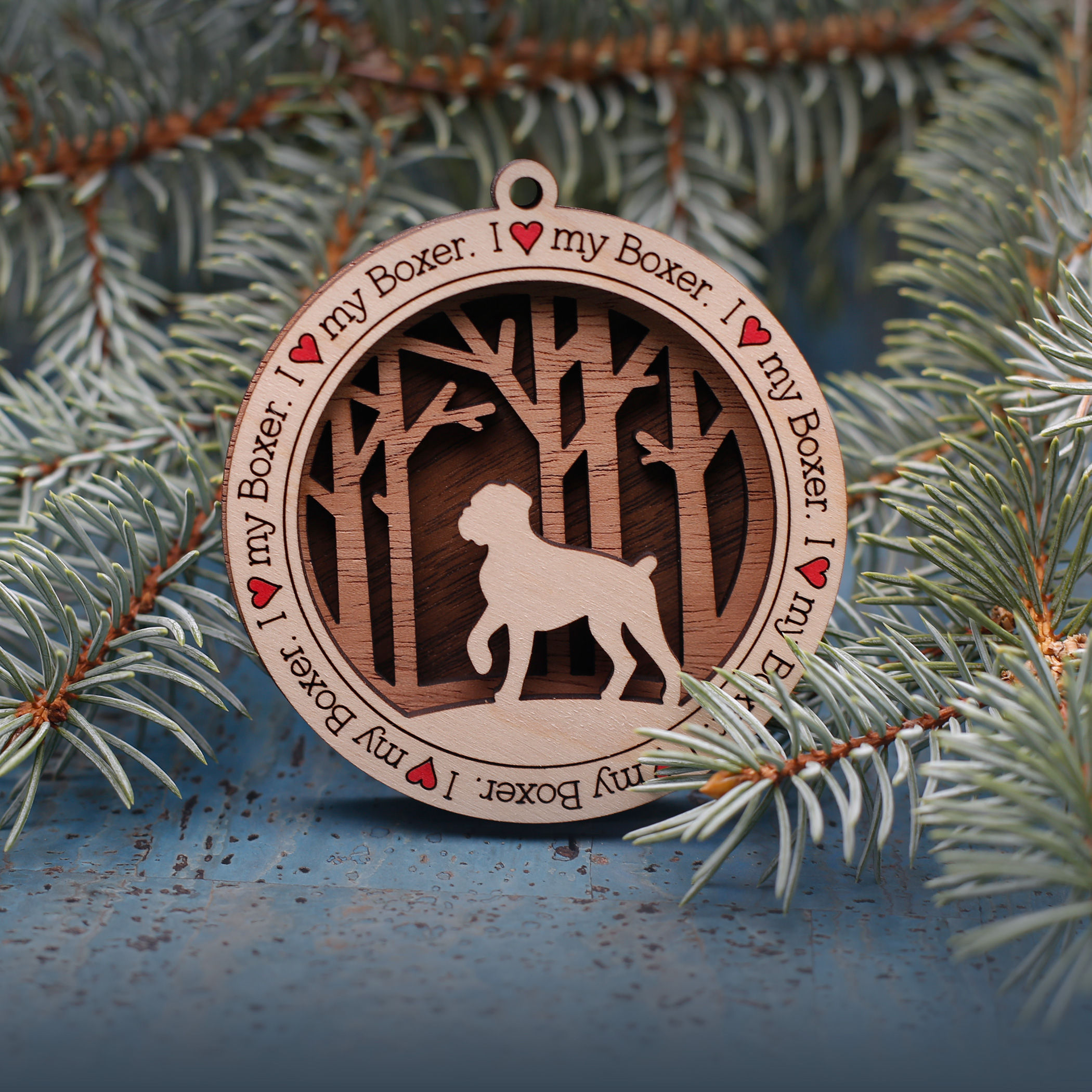 I Love My Boxer Ornament