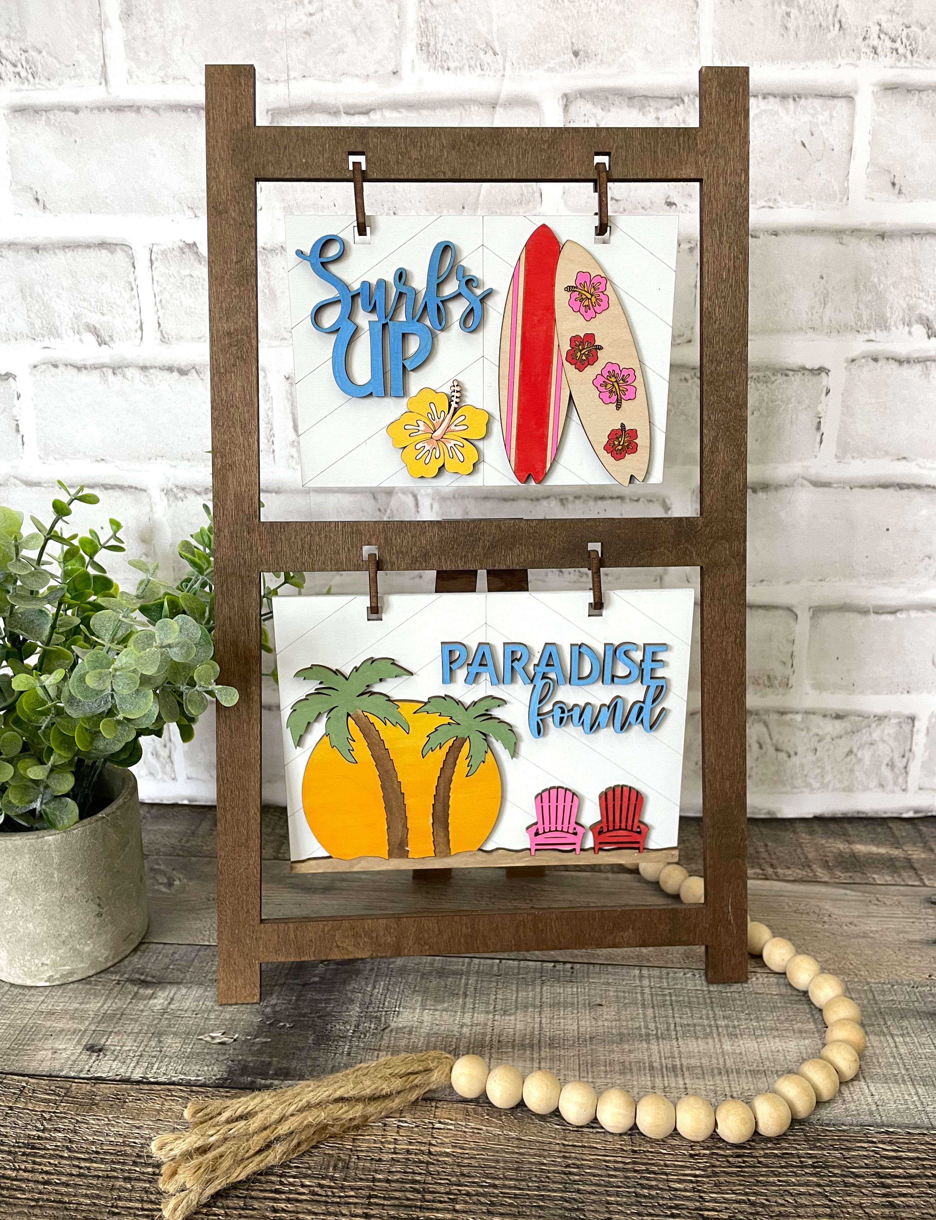 Surfs Up (Paradise Found) Add-On Set for Wooden Ladder Picture Frame