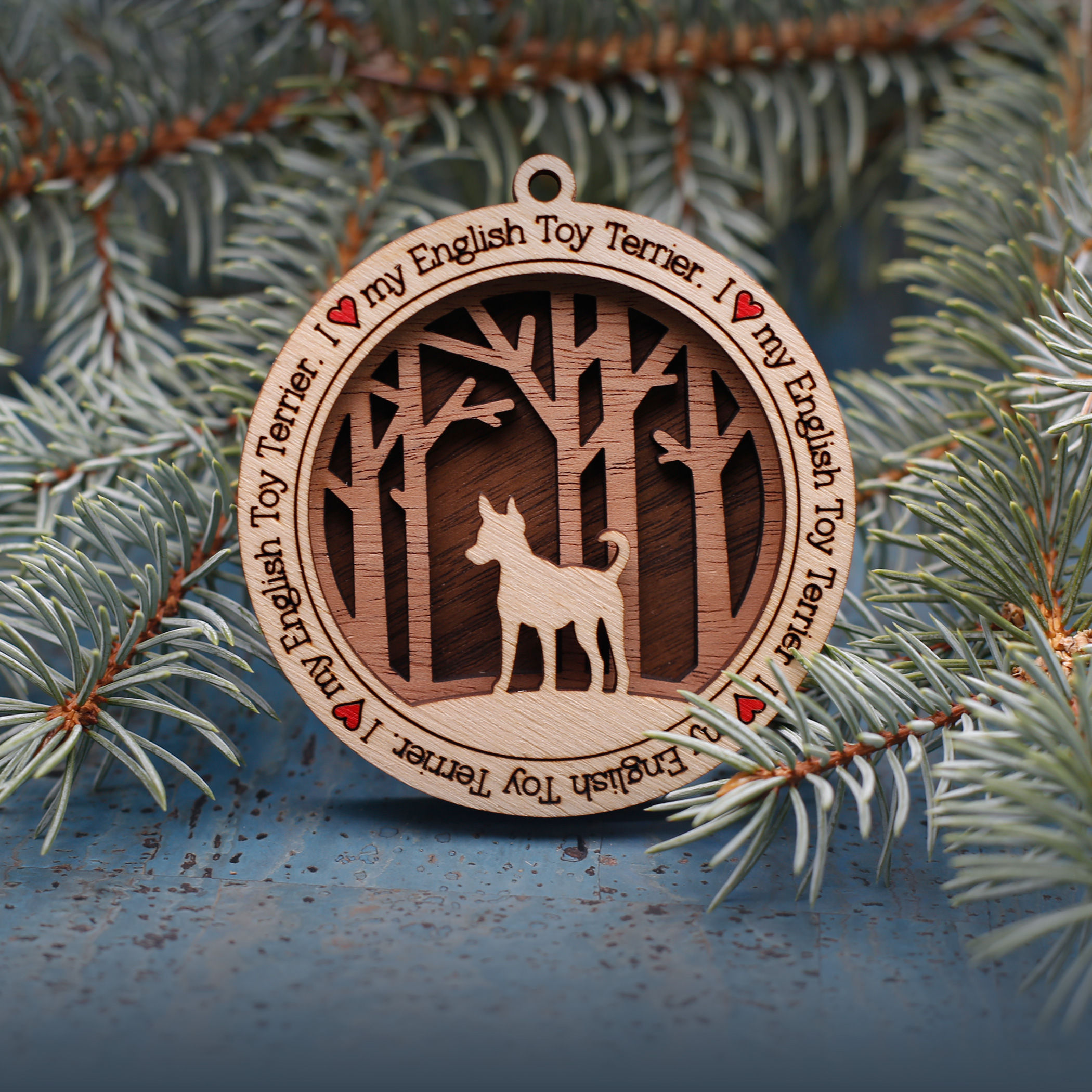 I Love My English Toy Terrier Ornament