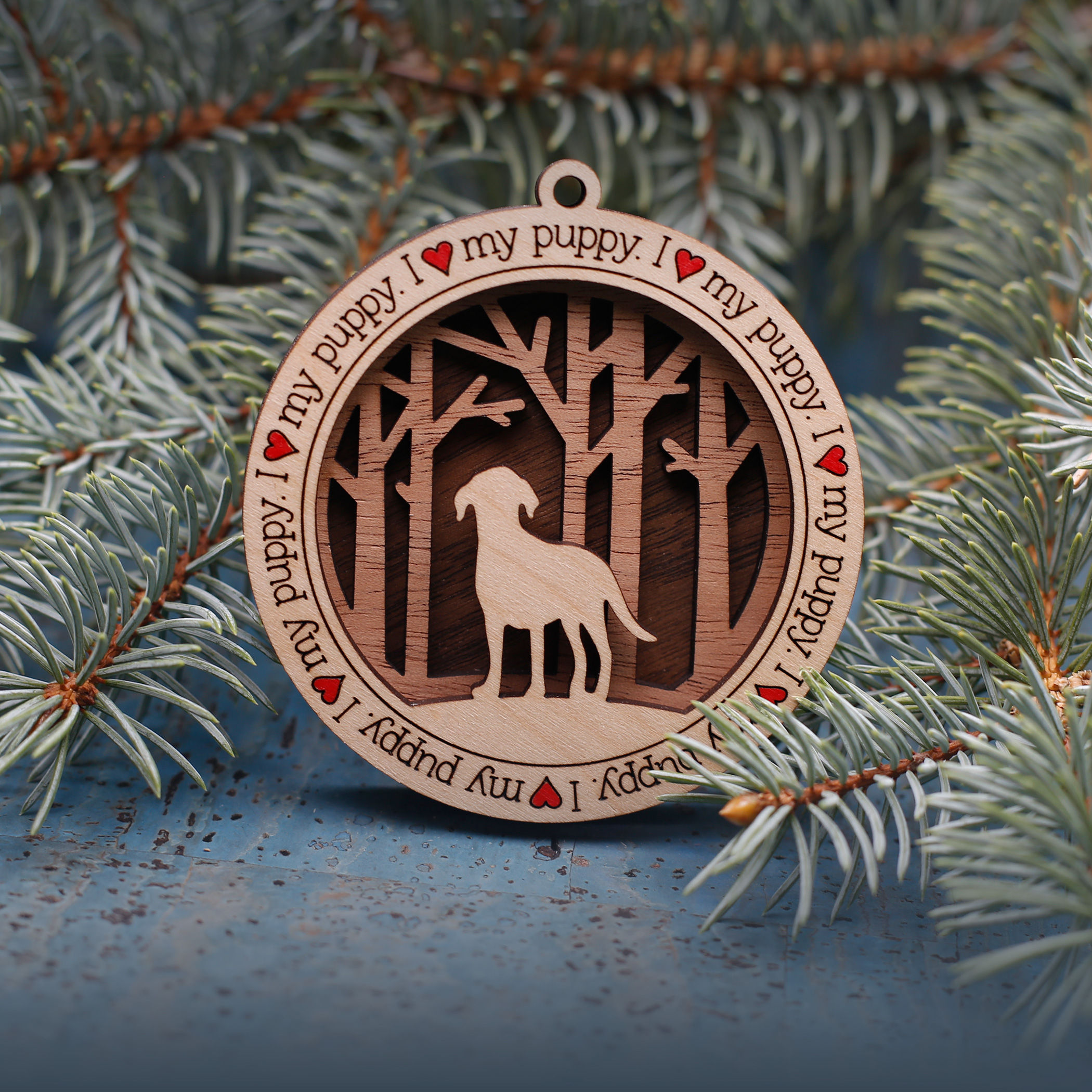 I Love My Puppy Ornament (Version 1)