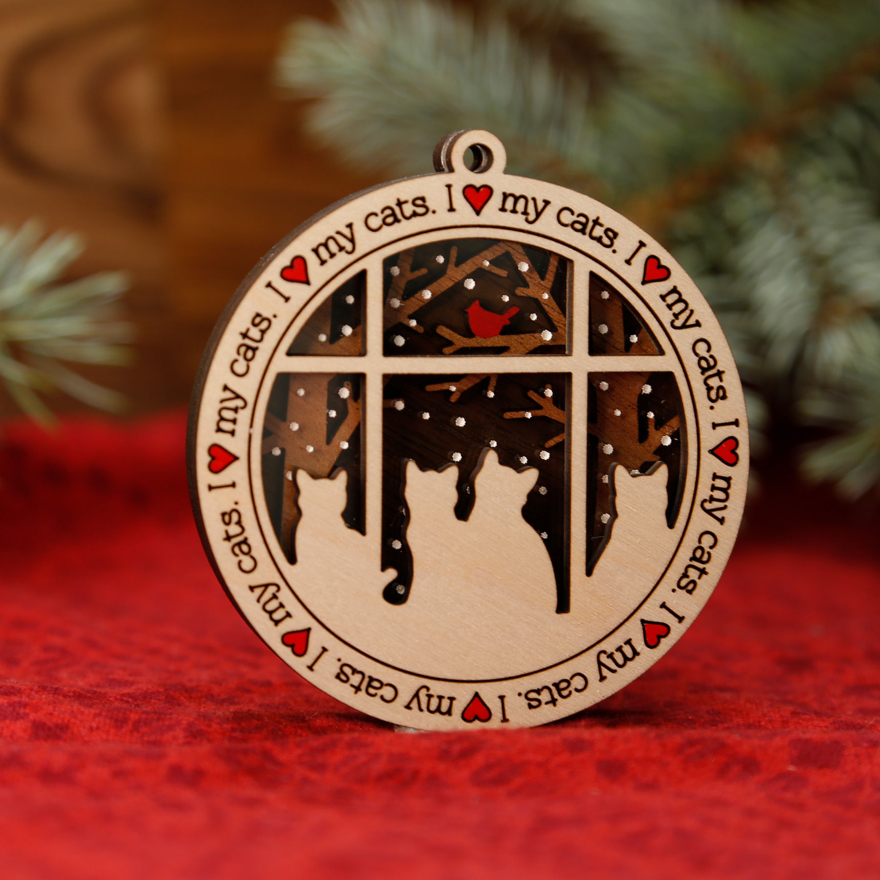 I Love My Four Cats Ornament