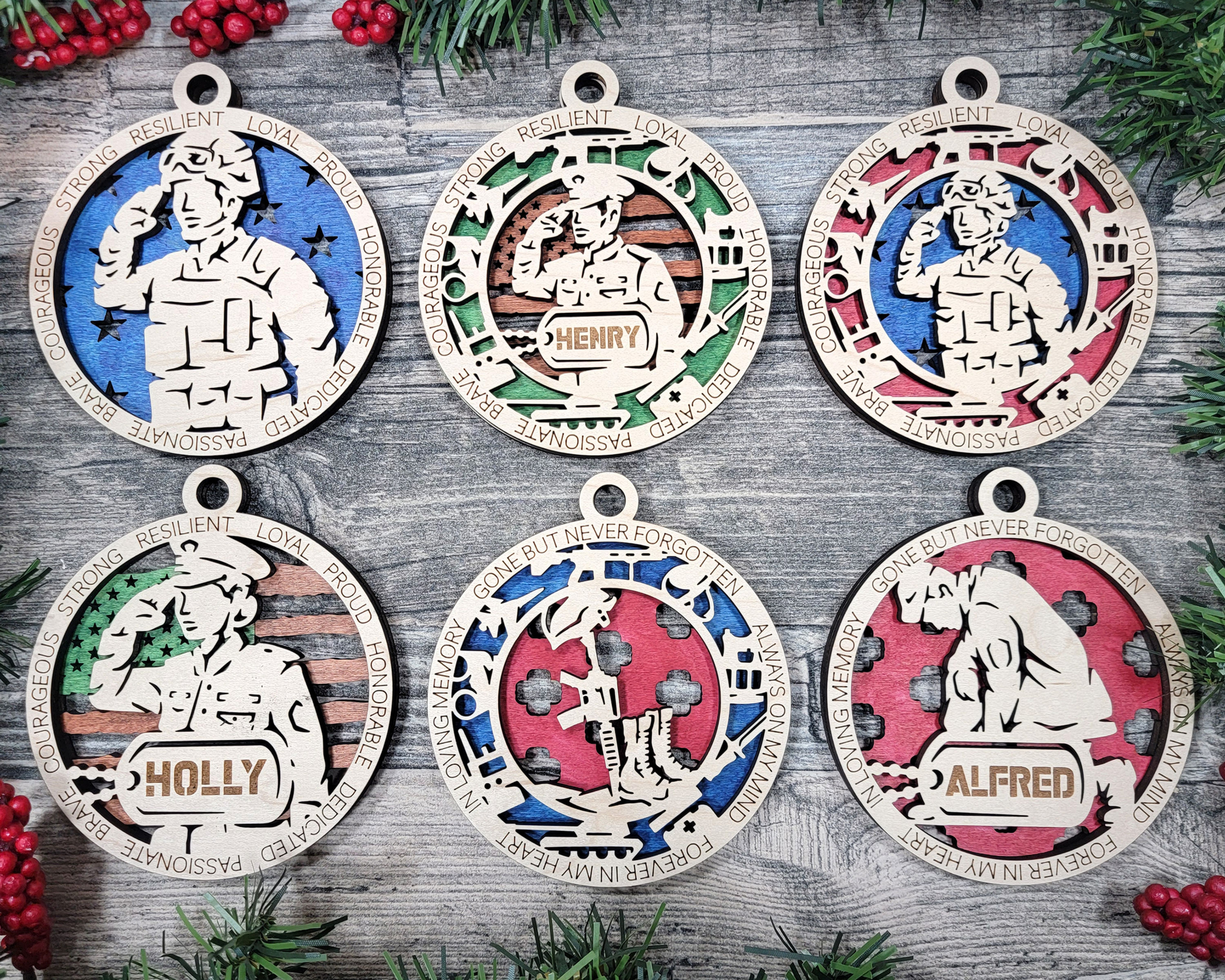 Wood Engraved Marines Christmas Ornament - Military Ornaments