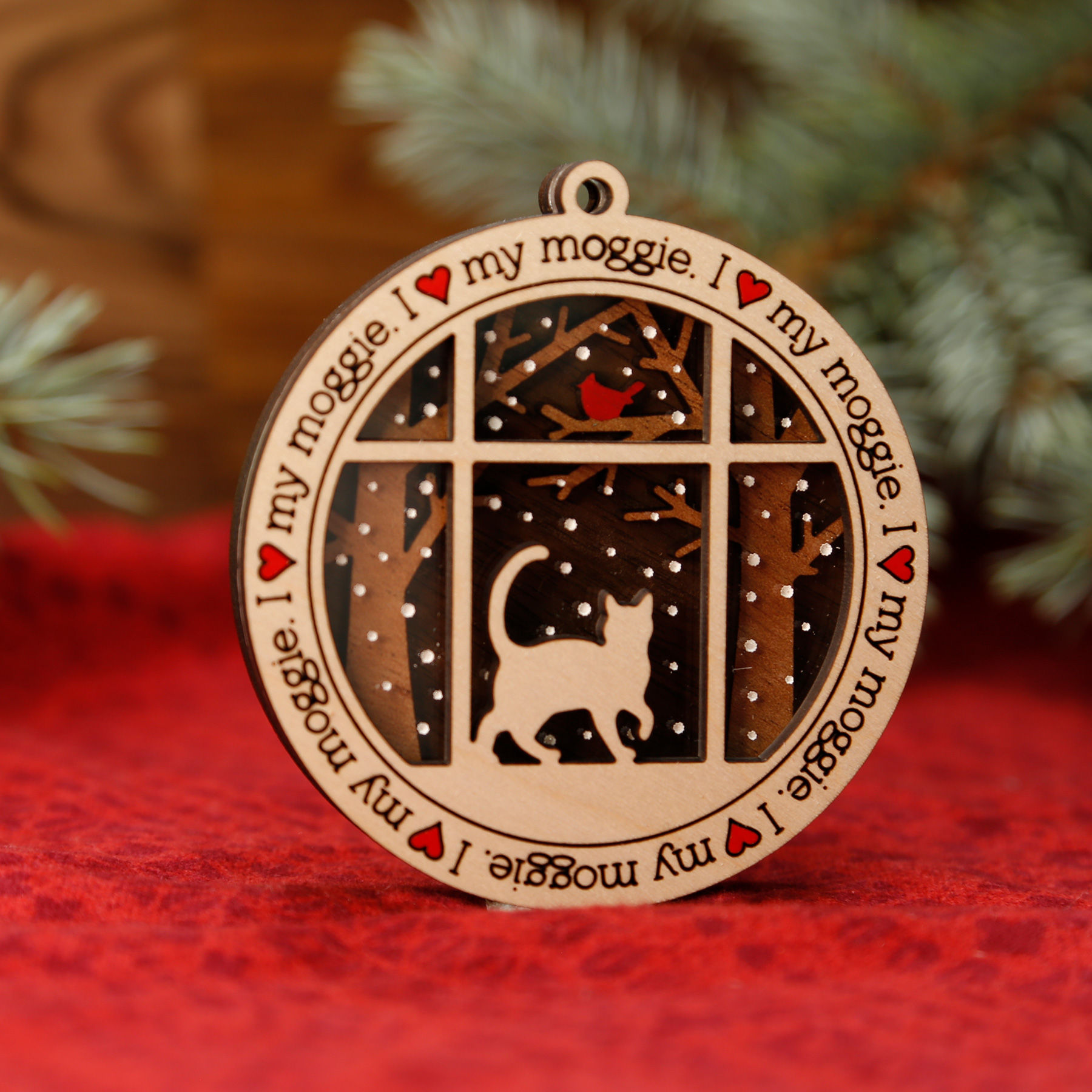 I Love My Moggie Ornament