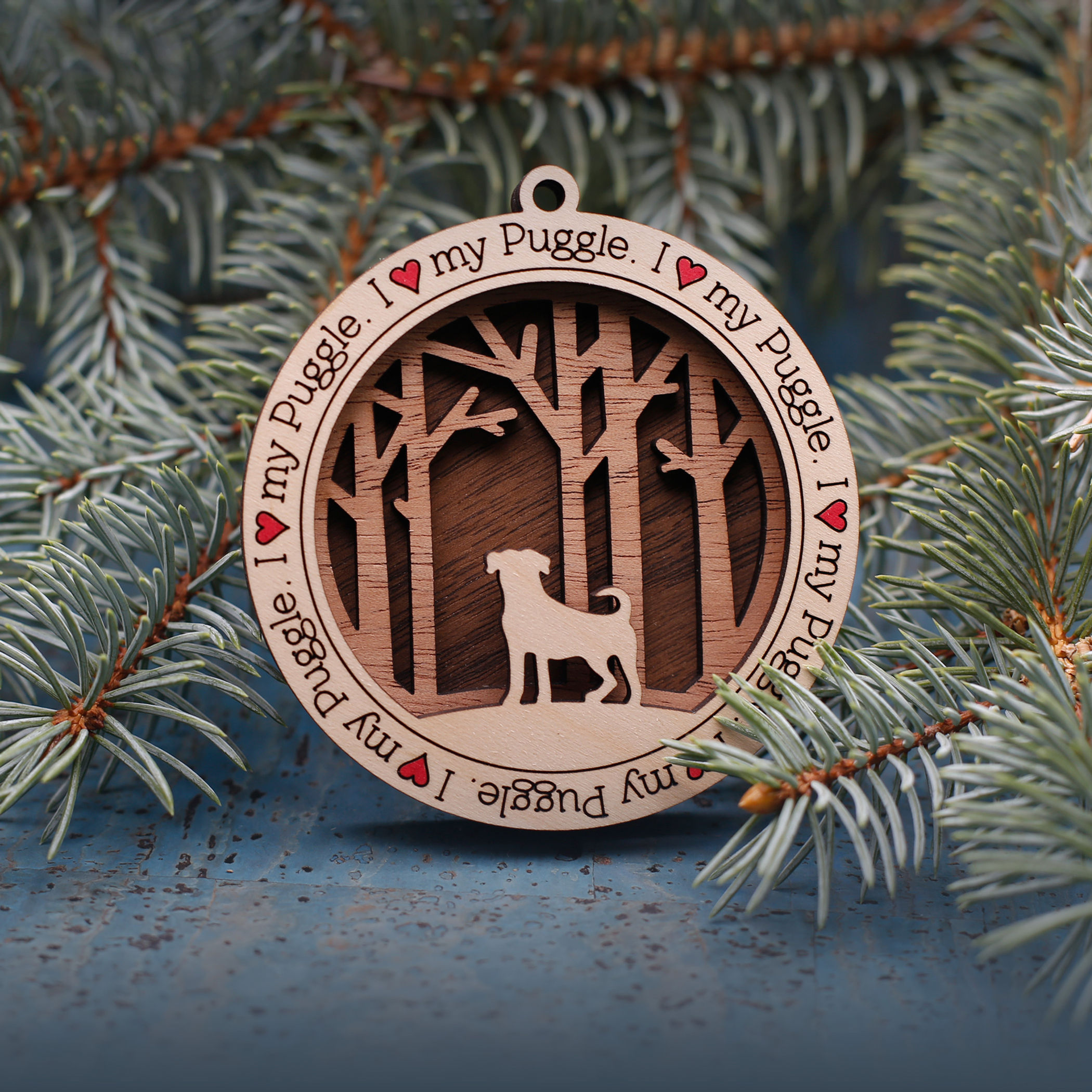 I Love My Puggle Ornament