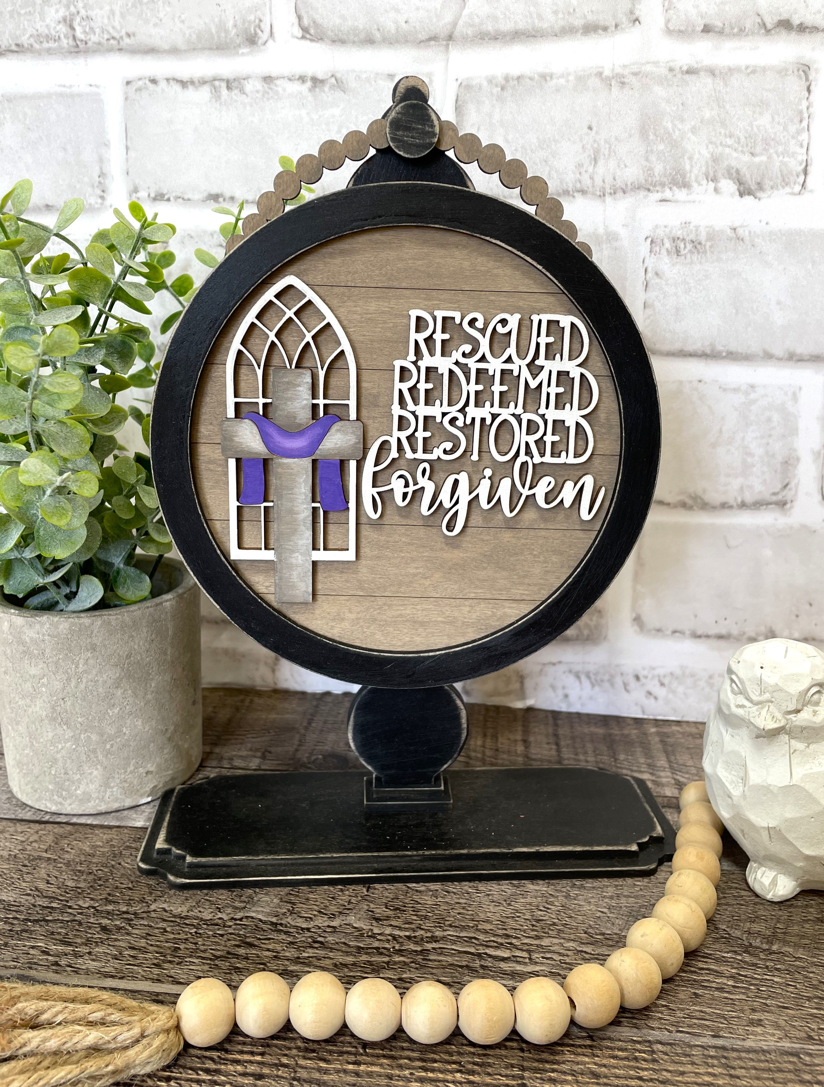 Rescued, Redeemed, Restored, Forgiven Add on Set for our Circle or Square Frame