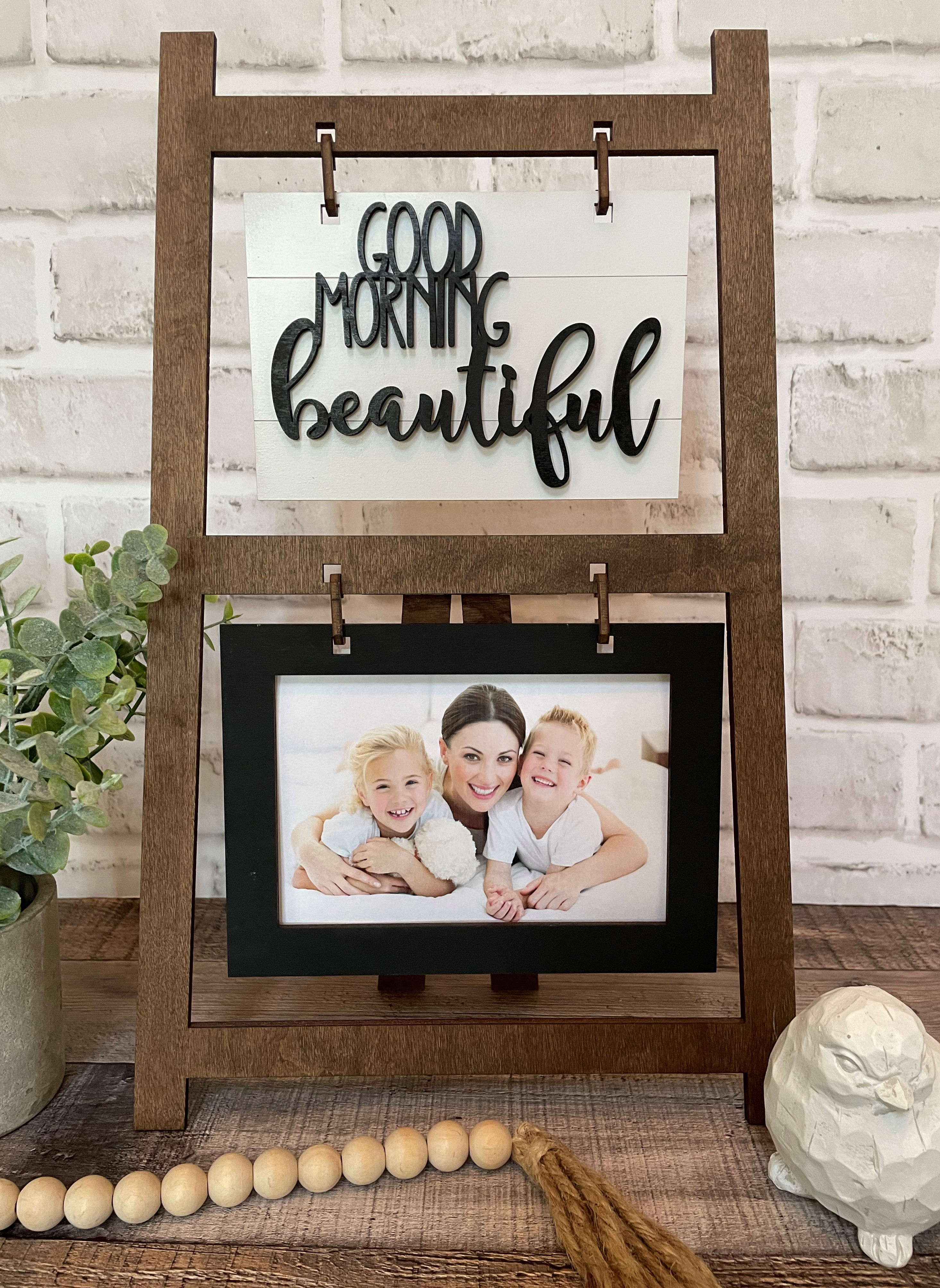 Good Morning Beautiful (Hello There Handsome) AddOn Set for Ladder Picture Frame