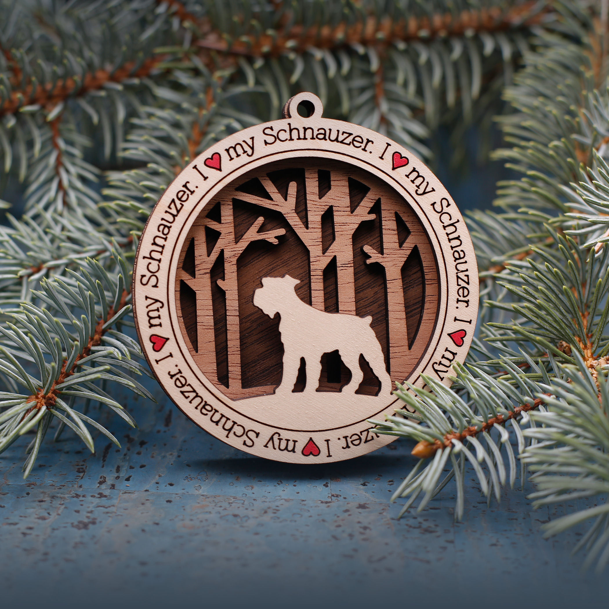 I Love My Schnauzer Ornament (Cropped Tail)