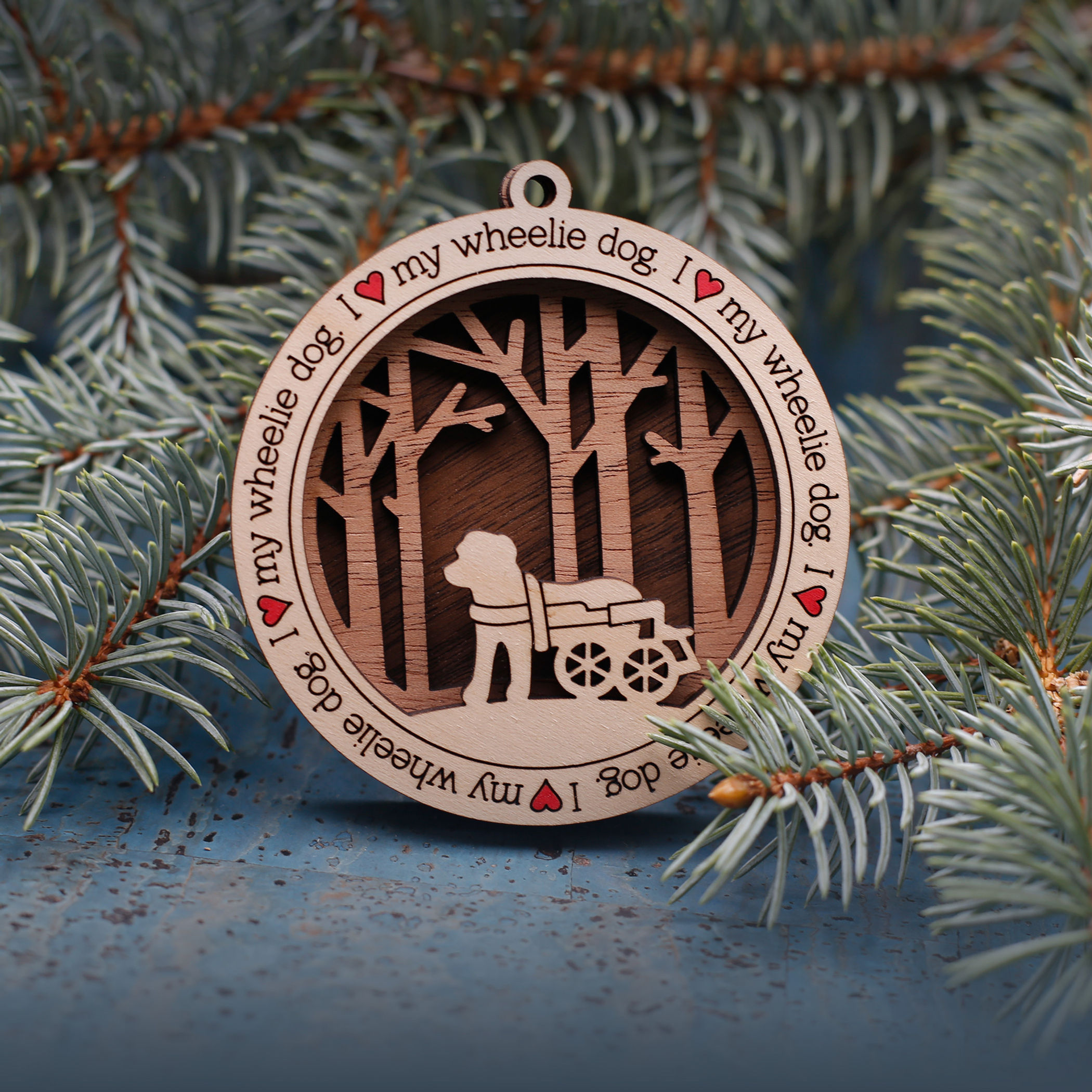 I Love My Wheelie Dog Ornament (Version 1)