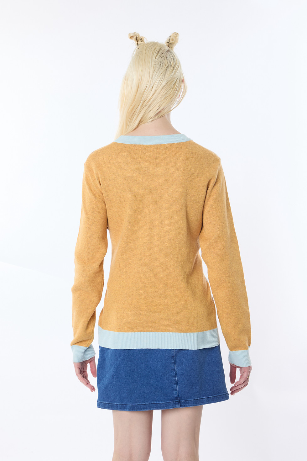 Thumbnail: Knit Sweater The Lovers Reimagined Tarot Art Mustard Yellow Powder Blue
