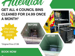 Local Bin Cleaning Company Offer 4 Bins Cleaned At Just £4.99 A Month