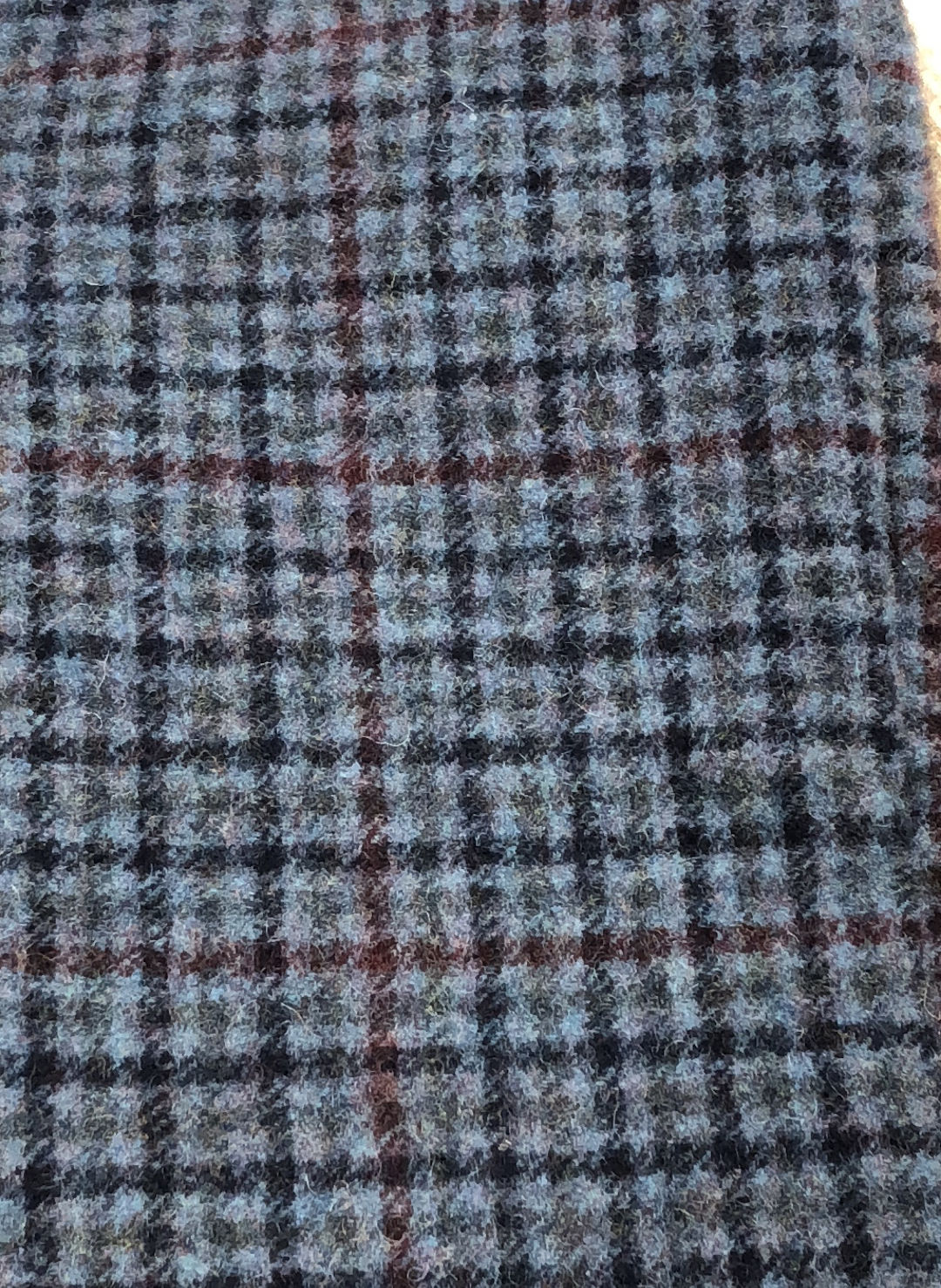 Blue and plaid with red