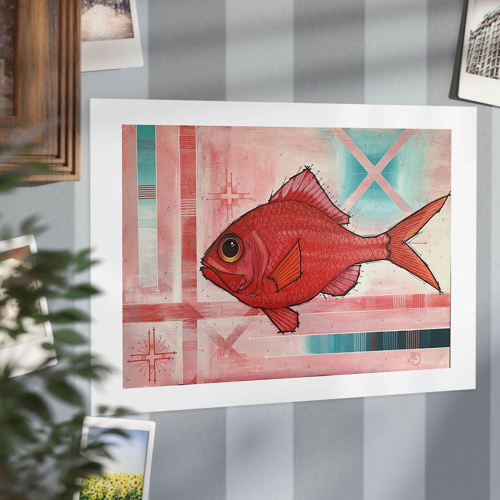 Thumbnail: Nannygai Fish Art Print — Retro Coastal Wall Art for Nautical Home Decor
