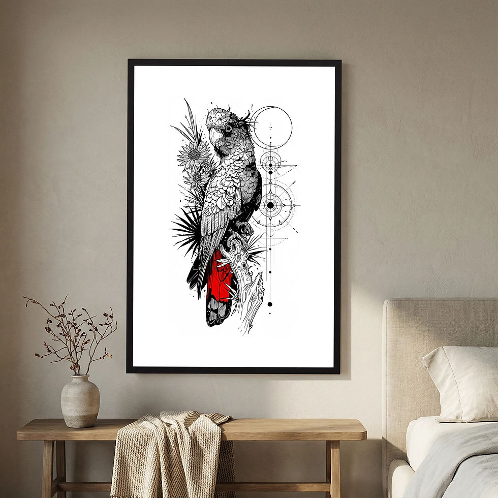 Thumbnail: Red-Tailed Black Cockatoo Art Print | Australian Bird Ink