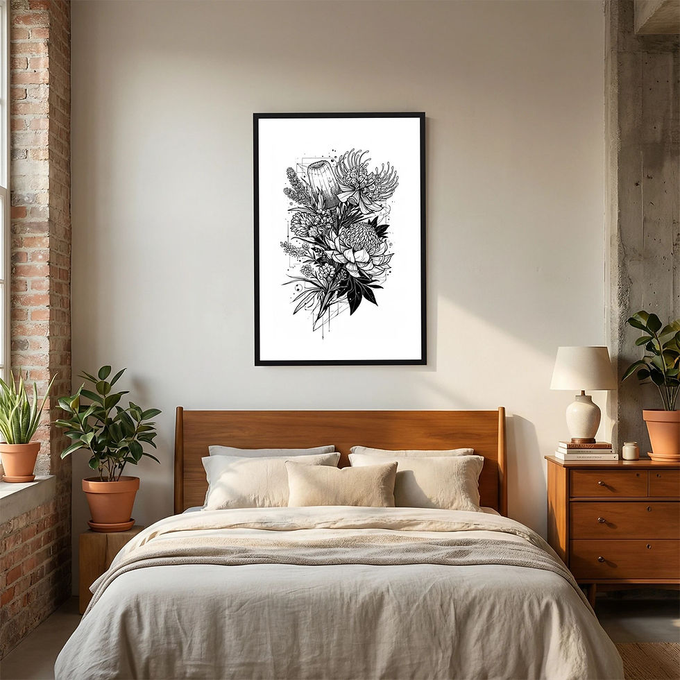 Thumbnail: Australian Native Flora Ink Art Print | Botanical Bouquet