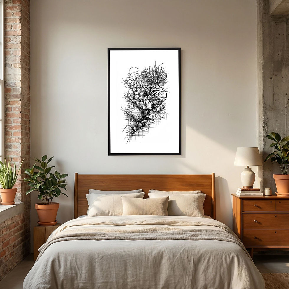 الصورة المصغرة: Native Botanical Ink Art Print | Australian Wildflower]