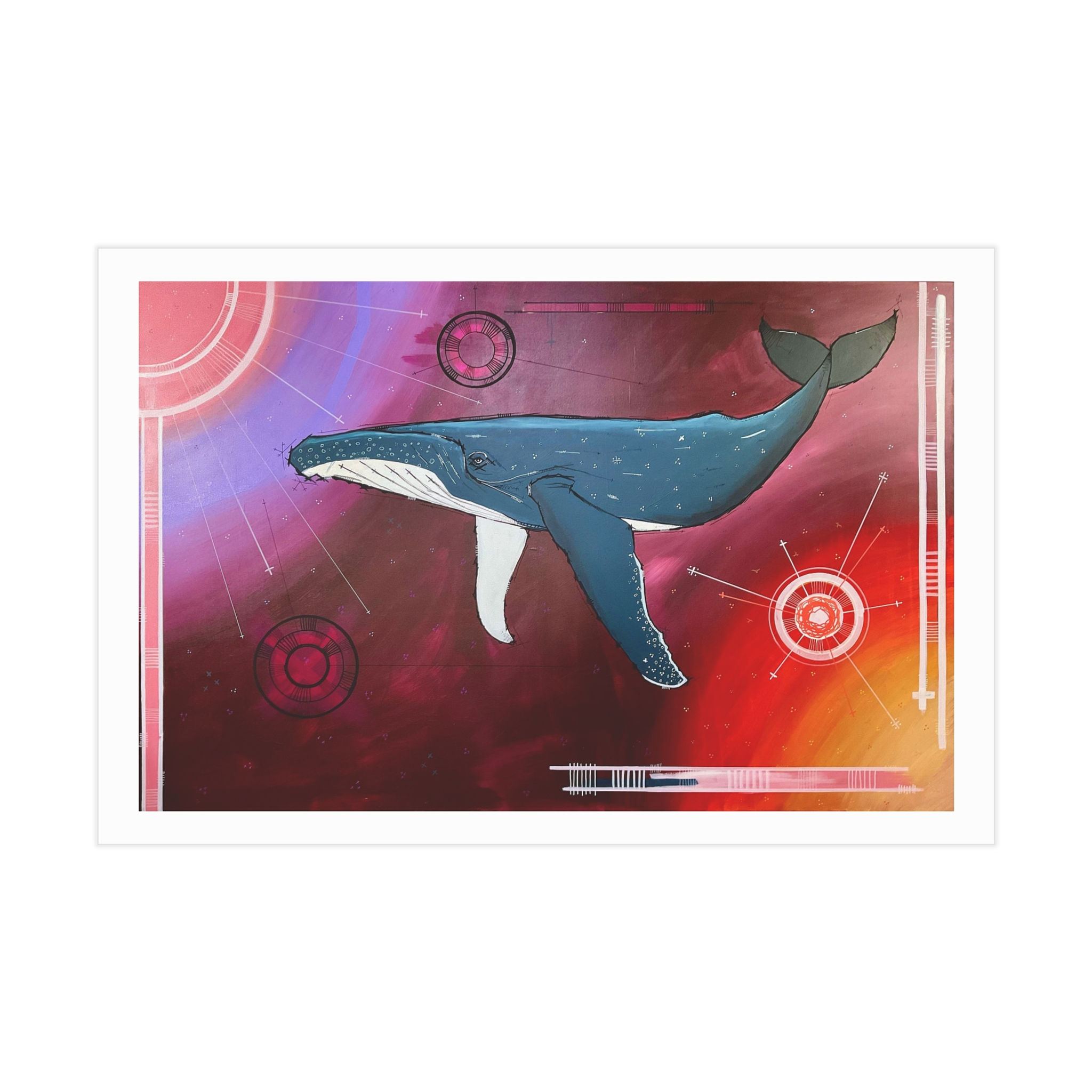Cosmic Whale Art Print — Surreal Space Whale Unframed Poster