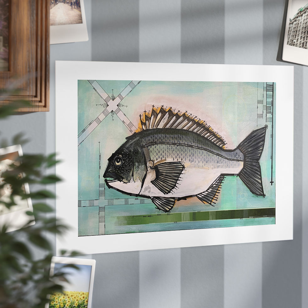 थंबनेल: Black Bream Art Print — Coastal Fish Wall Art (Unframed)