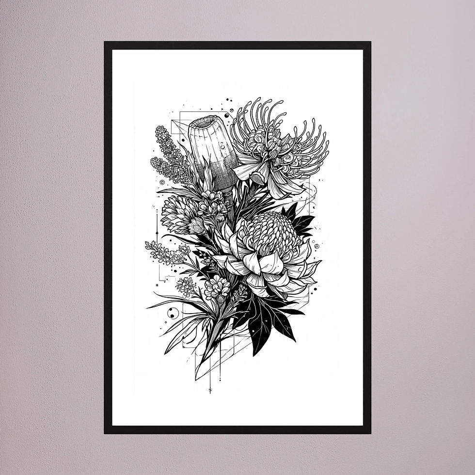 縮圖：Australian Native Flora Ink Art Print | Botanical Bouquet