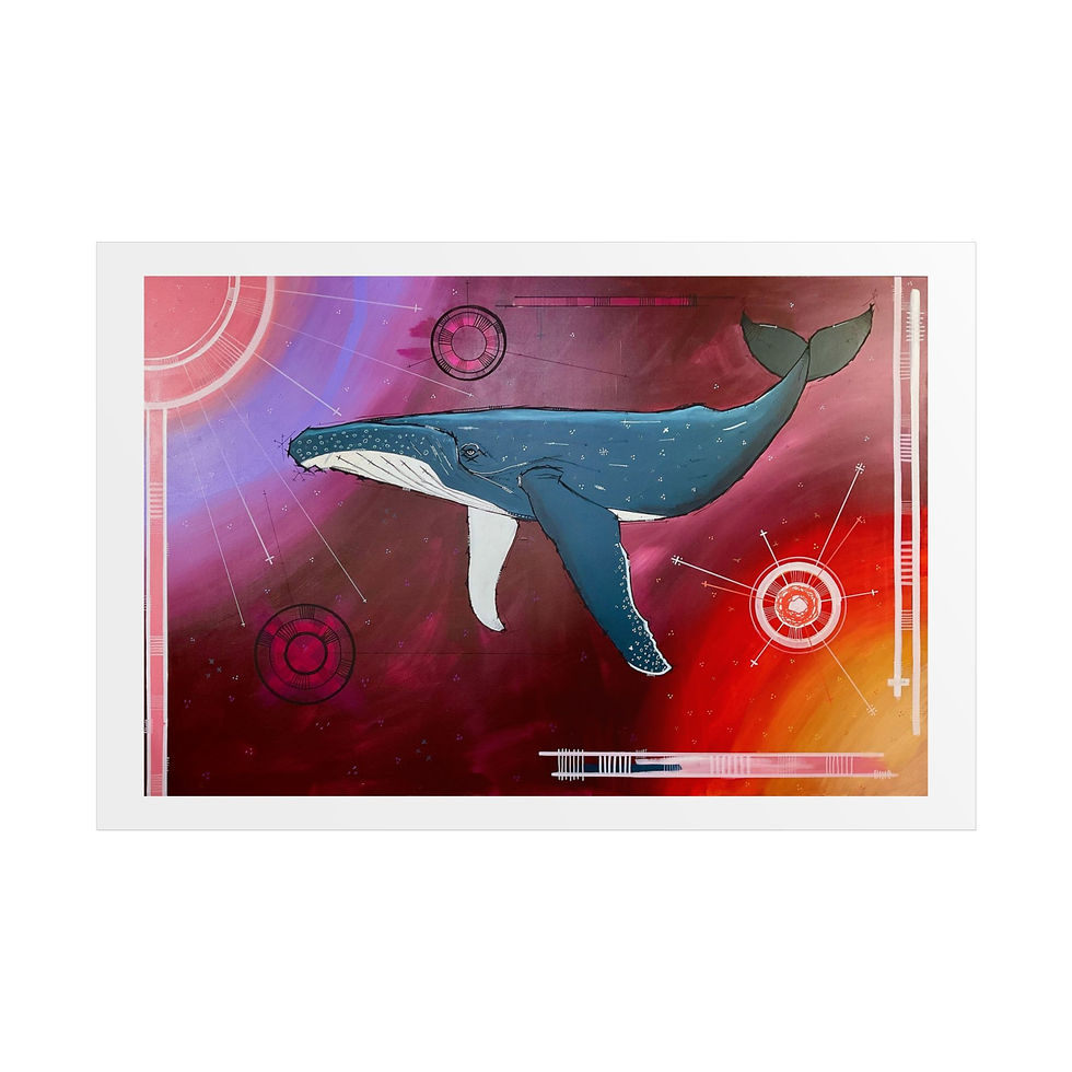 섬네일: Cosmic Humback Whale Poster — Vibrant Surreal Ocean Art Print