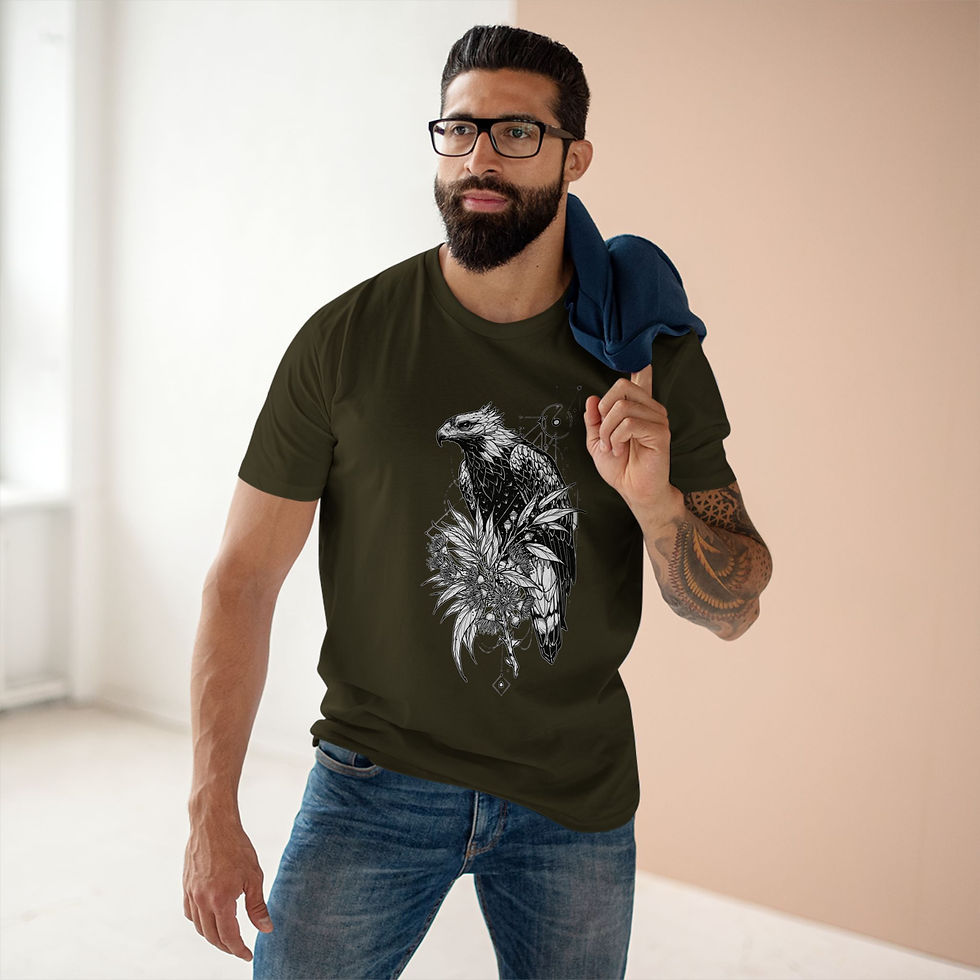 サムネイル： Eagle Botanical Graphic Tee — Vintage Nature Skull Illustration T-Shirt