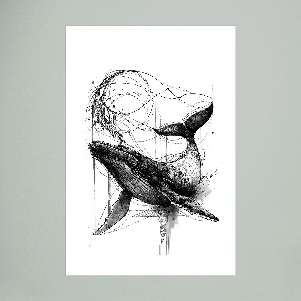 섬네일: Humpback Whale Ink Art Print | Southwest WA Wildlife Art