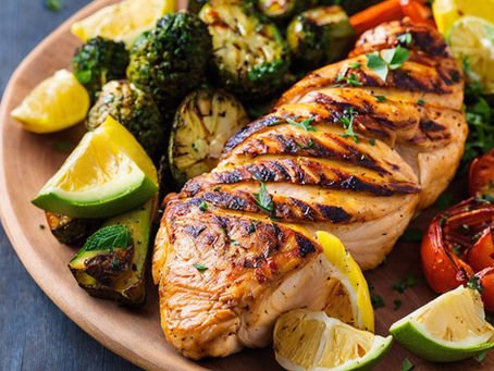 Liver Detox Approved Dinner: Grilled Lemon-Herb Chicken or Fish with Avocado & Roasted Veggies