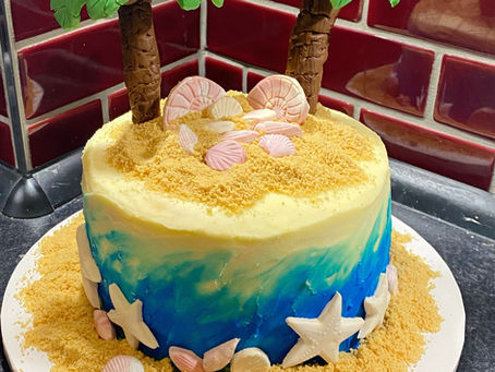 Beach Themed Pina Colada Cake