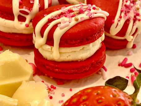 Strawberry & White Chocolate Macarons