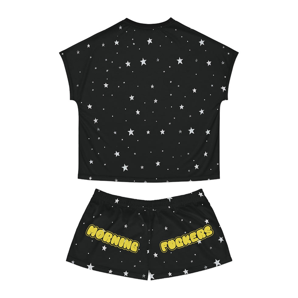 Thumbnail: Morning, Fckers! Kelliology Character Pajama Set with Star-Scattered Background