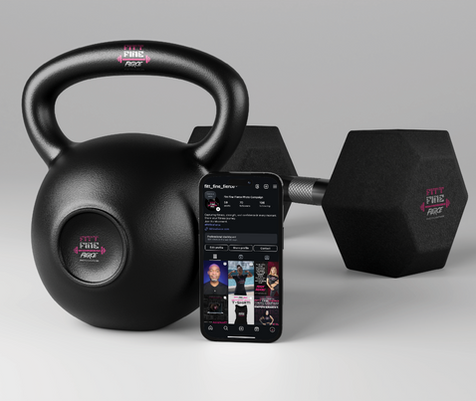 gym equipment and iPhone with the Fitt Fine Fierce Photo Campaign brand 